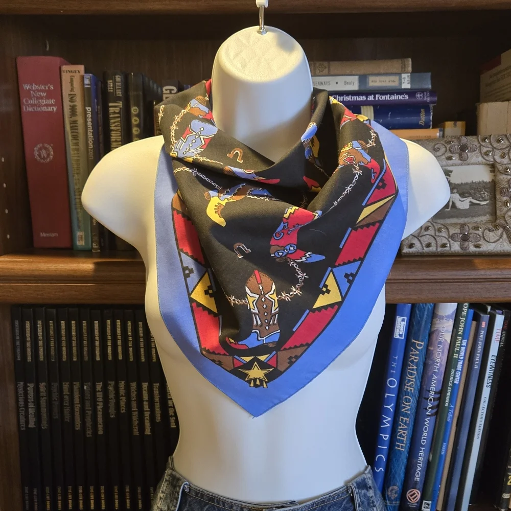 Western-Themed Scarf – Cowboy Boots & Stars – 21